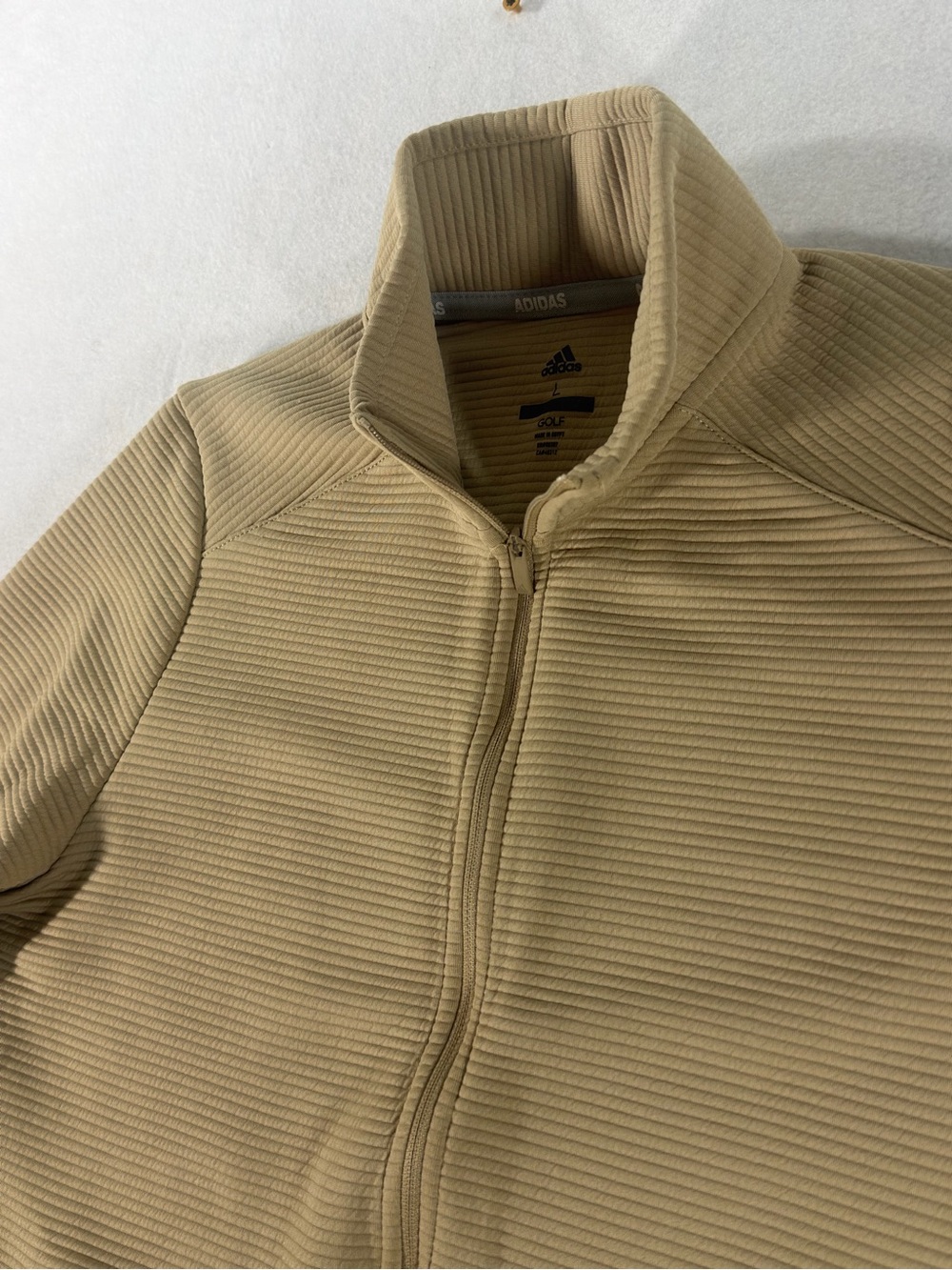 adidas Women’s Tan Ribbed Full-Zip Jacket